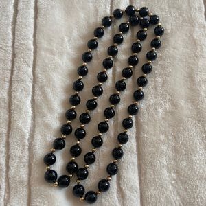 Gold and onyx beaded necklace